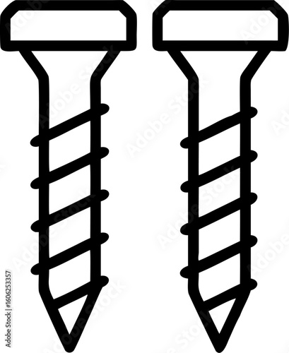 bolts vector icon on white or transparent background. Construction tools Stroke icon collections. Editable Stroke icon collection Outline icon.