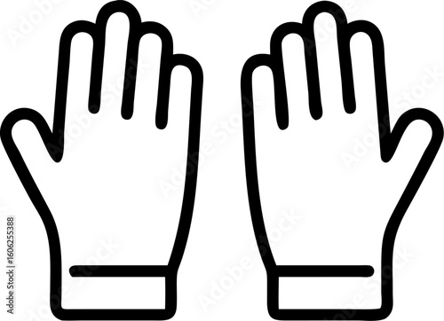 safety gloves vector icon on white or transparent background. Construction tools Stroke icon collections. Editable Stroke icon collection Outline icon.