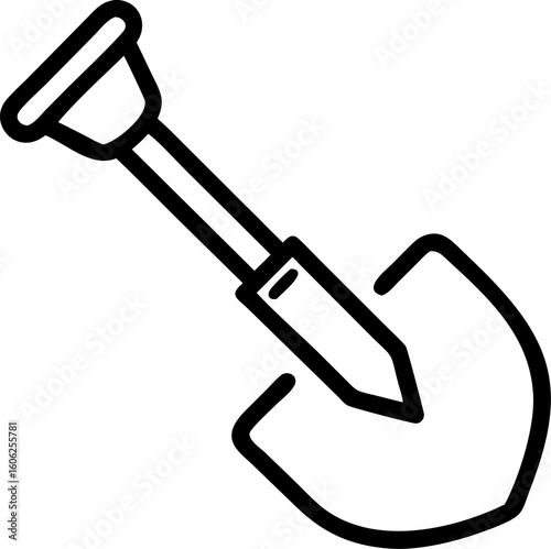 shovel vector icon on white or transparent background. Construction tools Stroke icon collections. Editable Stroke icon collection Outline icon.