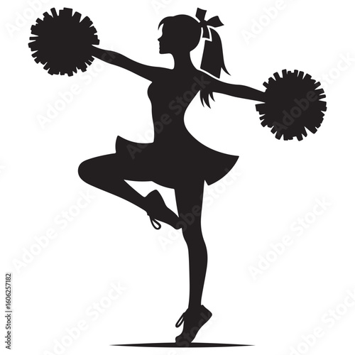 Energetic Cheerleader Performing Routine Silhouette for Team Spirit