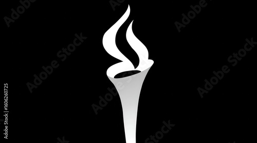 Stylized Torch Burning Brightly Symbolizing Knowledge and Inspiration on Black