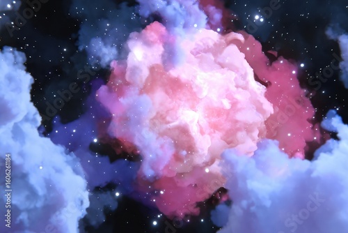 Swirling Cosmic Nebula Radiating Iridescent Colors in Deep Space