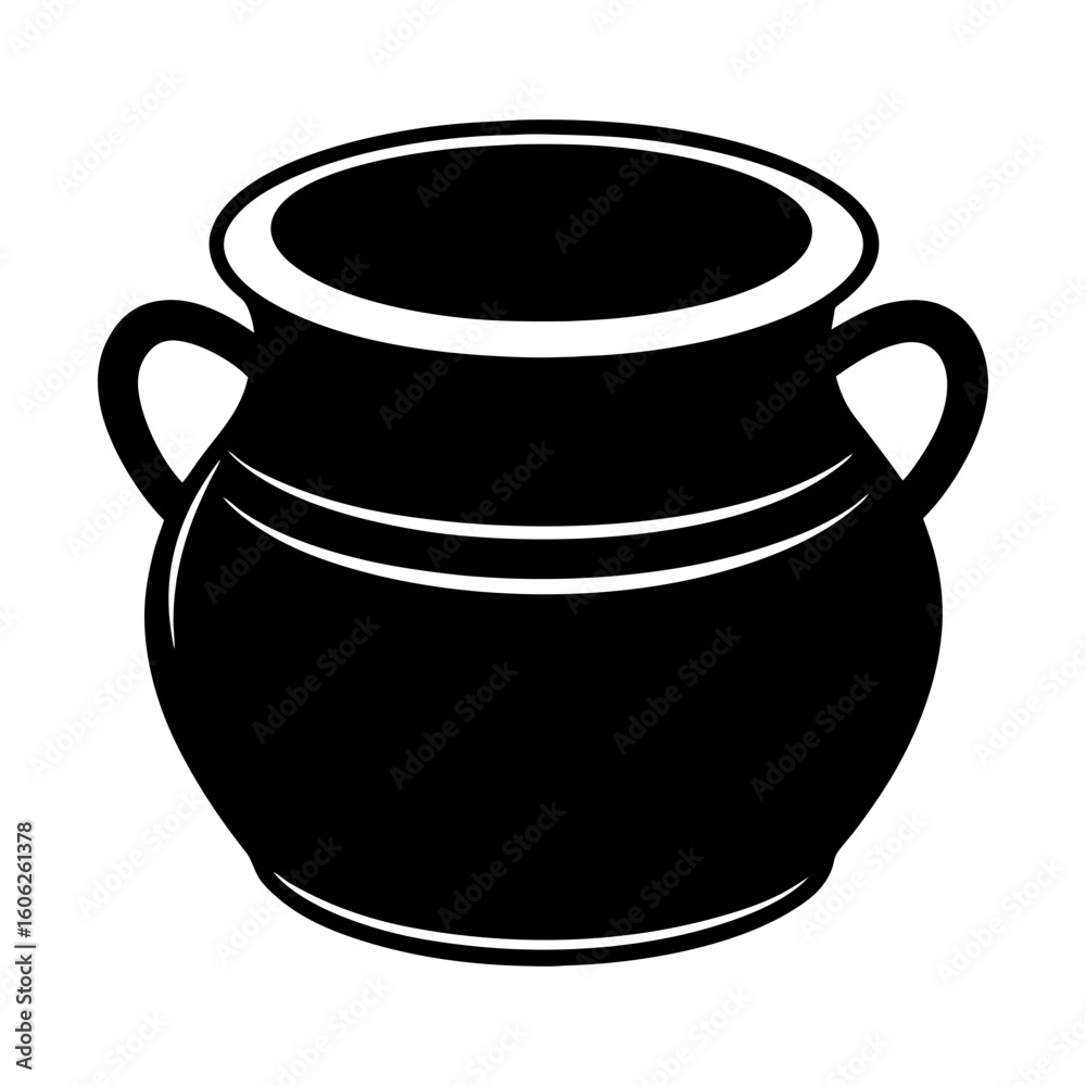Pottery vessel cooking pot kitchenware container earthenware silhouette Pottery vessel cooking pot kitchenware container earthenware silhouette