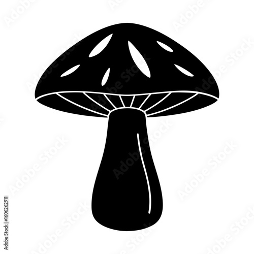 Mushroom fungi toadstool forest nature plant drawing vector art silhouette