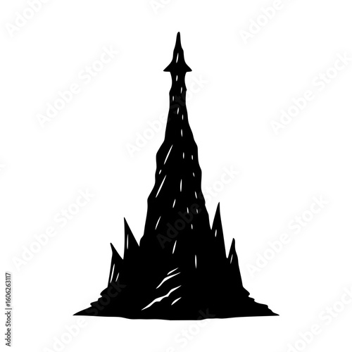 Tower peak mountain range silhouette pointy peak vector art