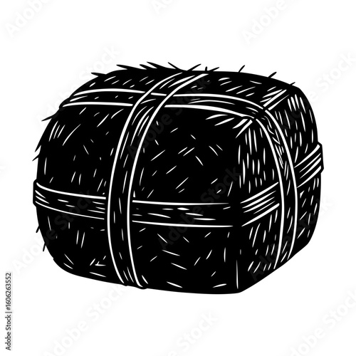 Hay bale hayrick fodder stack agriculture farm countryside silhouette