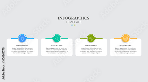 4 Steps business data visualization timeline process infographic template design with icons