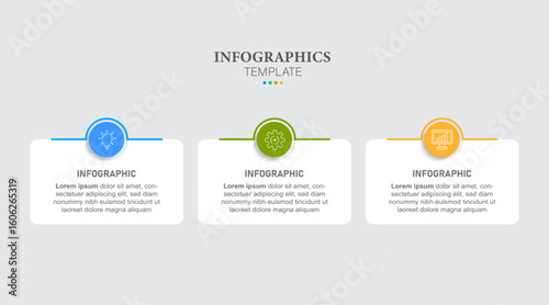 3 Steps business data visualization timeline process infographic template design with icons