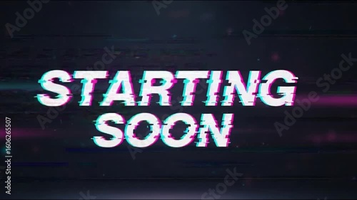 Starting soon glitch effect intro animation video template for streaming and gaming channel broadcast