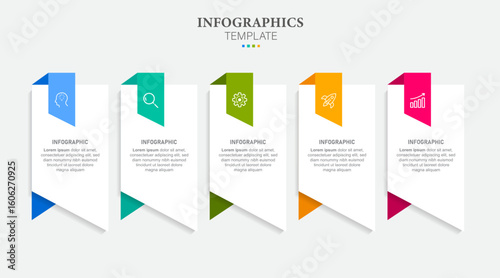 Wallpaper Mural Infographics design template, business concept with 5 steps or options, can be used for workflow layout, diagram, annual report, web design.Creative banner, label vector Torontodigital.ca