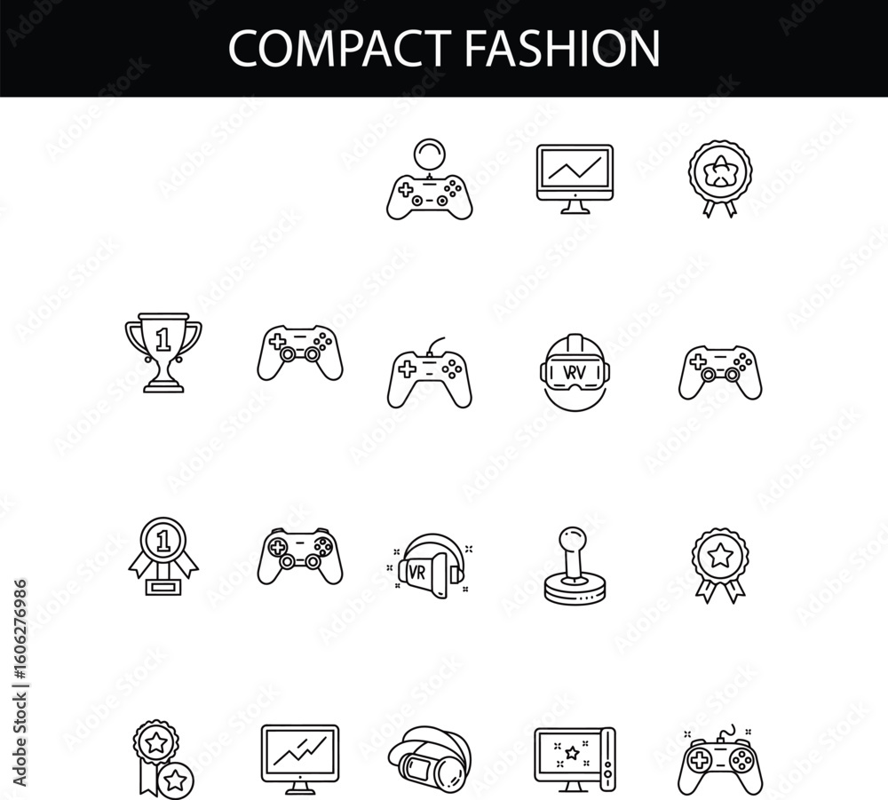 Fototapeta premium Digital Fashion Icons: A collection of sleek, modern icons related to fashion, business, and online media.