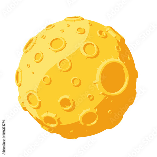 Stylized Golden Celestial Body with Crater Details