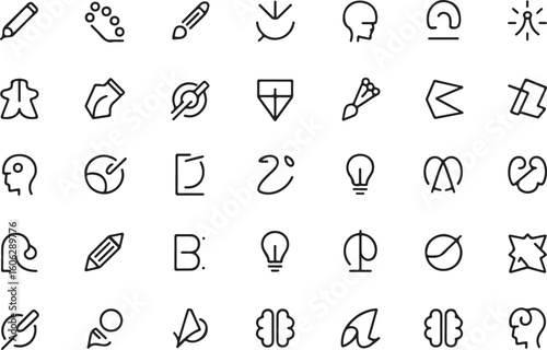Artistic creative concept icons for design and thinking