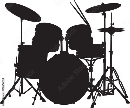 Silhouette of a Complete Drum Set
