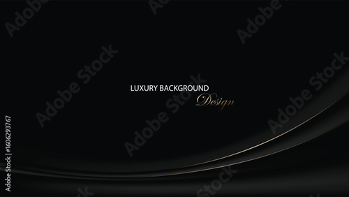 Black luxury background design. Modern black abstract background. Grey luxury background with gold line. Suit for banner, backdrop, presentation, certificate, advertising, web design, invitation, etc