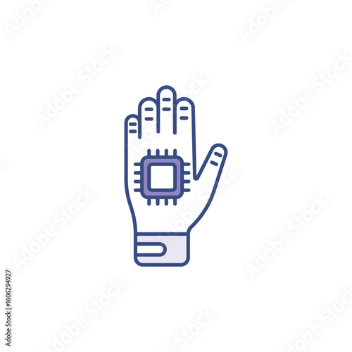 Hand Chip icon design with white background stock illustration