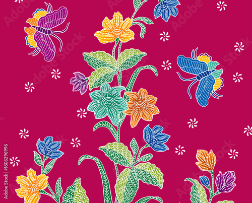 Part of Nyonya Batik Sarong Lily Pattern