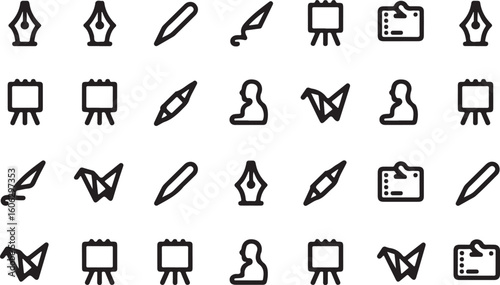 Creative tools and artistic elements icons pen nib