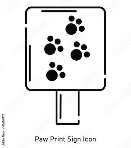 Paw Print Sign Icon – Animal Trail Marker for Forest Observation and Camping