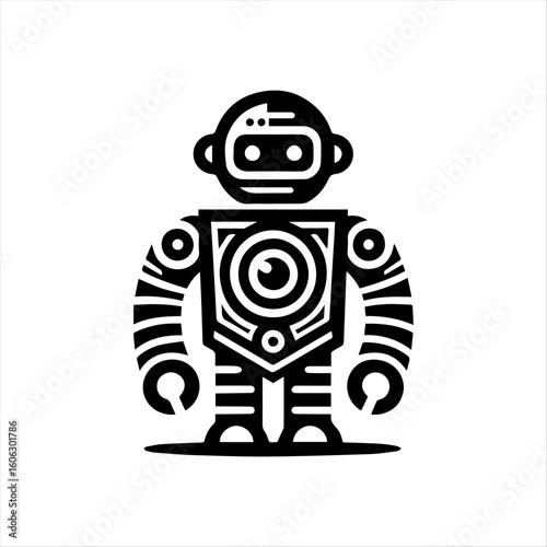 Black and White Robot Illustration