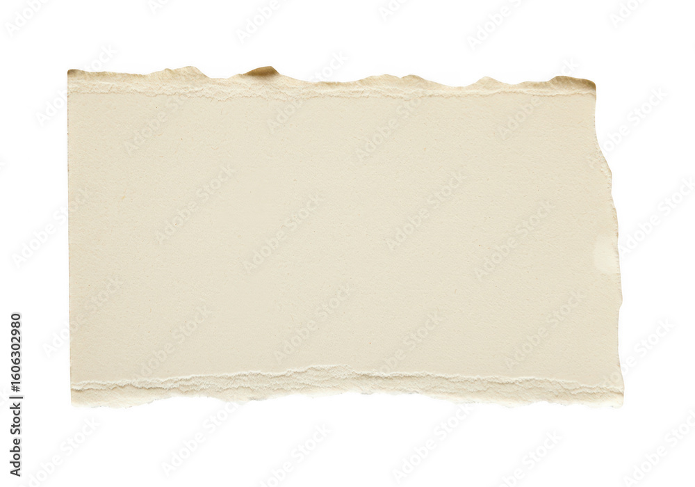 A small rectangle of light tan paper with rough uneven torn edges isolated on a transparent background for design A small rectangle of light tan paper with rough uneven torn edges isolated on a transparent background for design