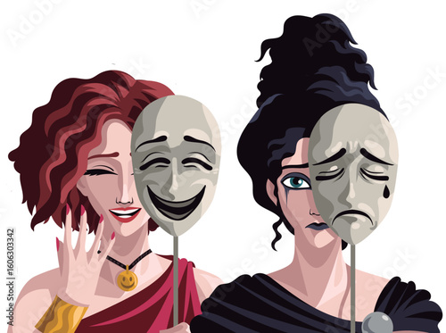 theater sad and happy masks and muses