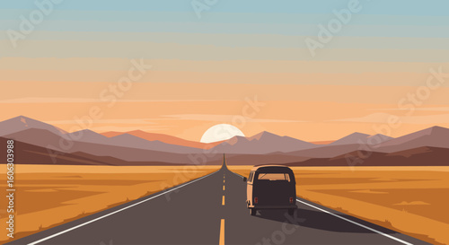 Summer Road Trip Adventure Flat Design