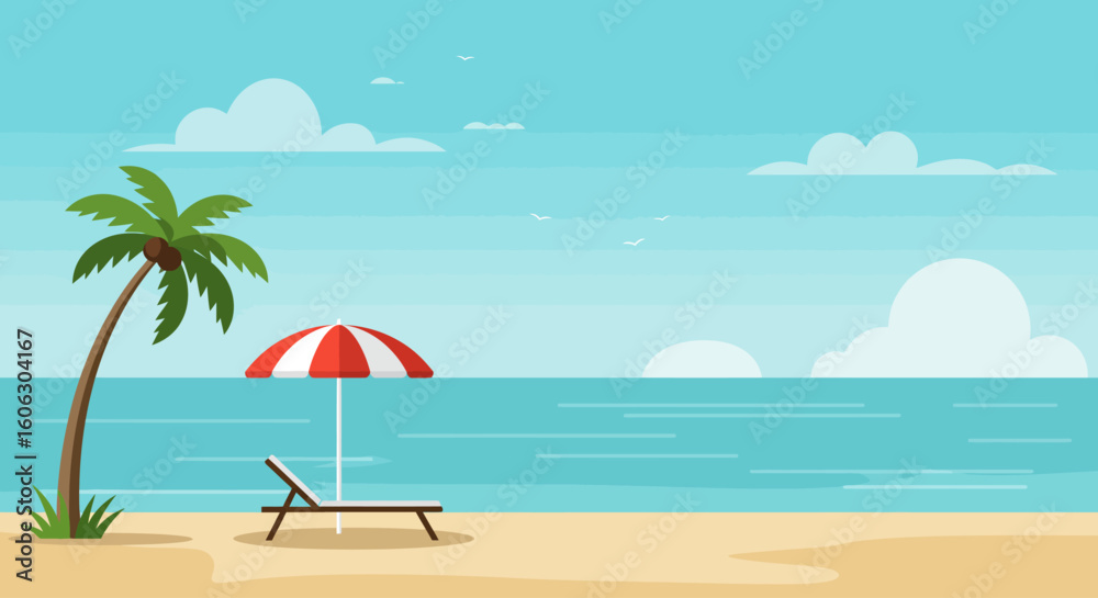 Obraz premium Tropical Beach Vacation Flat Design