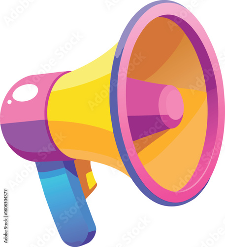 Vibrant 3d megaphone announcing news