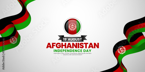 Afghanistan flag for independence day banner background with waving ribbon flag
