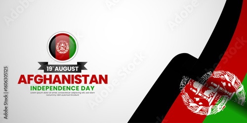 Afghanistan independence day banner background august 19th design element with waving ribbon flag