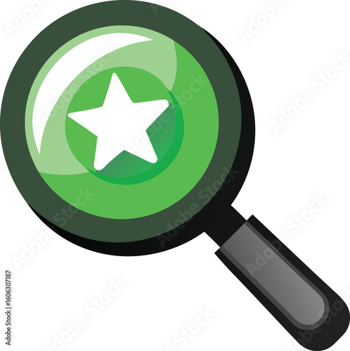 Magnifying glass with star icon search and discovery vector