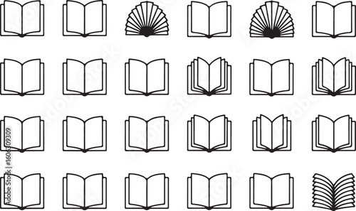 Open books and fan shapes reading literature