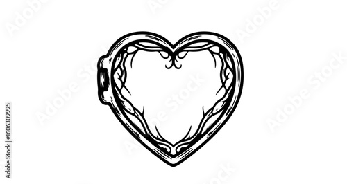Heart shaped locket vector drawing for jewelry design and love themed graphic projects and valentines day crafts