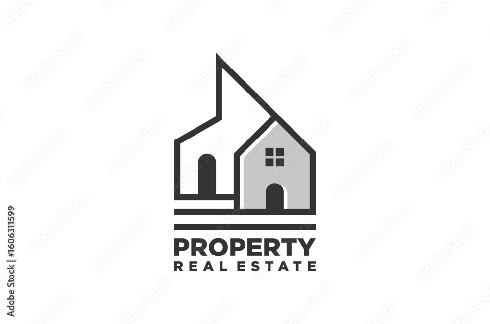 Fototapeta premium Real estate Property logo design, modern minimalist house shape. Vector illustration.