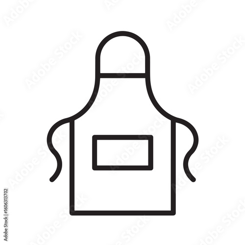 Black outline apron with pocket clothing kitchen