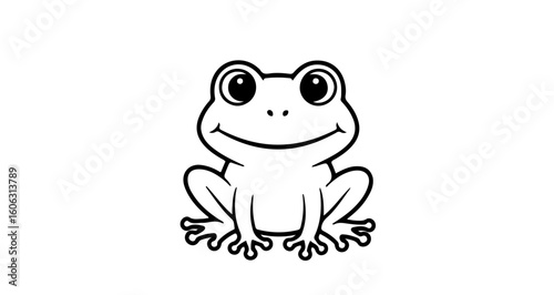 Cute frog drawing vector illustration amphibian animal cartoon character outline clip art for kids coloring page