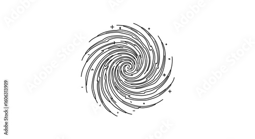 Abstract galaxy spiral illustration black and white space cosmic swirl nebula stars design vector art 100