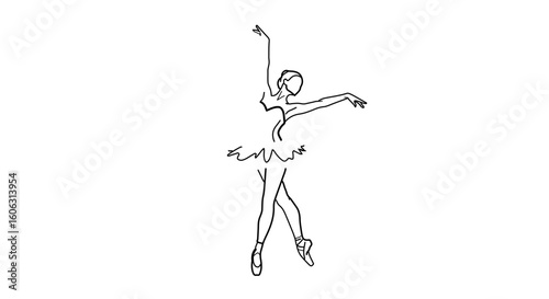 Ballet dancer illustration line art drawing ballerina dance pose artistic sketch performance graceful movement pose vector