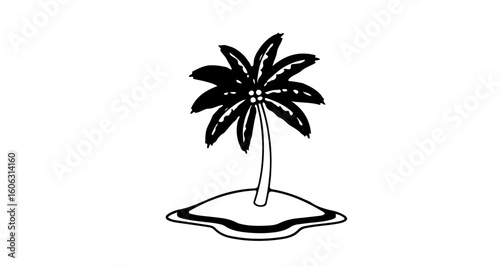 Palm tree island vector illustration for summer vacation and tropical beach getaway design element icon drawing