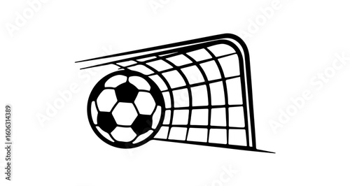 Soccer ball in goal net vector illustration for sports design and football game related projects and graphics
