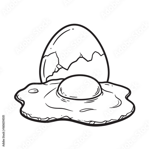 Cracked Egg Yolk White Outline vector
