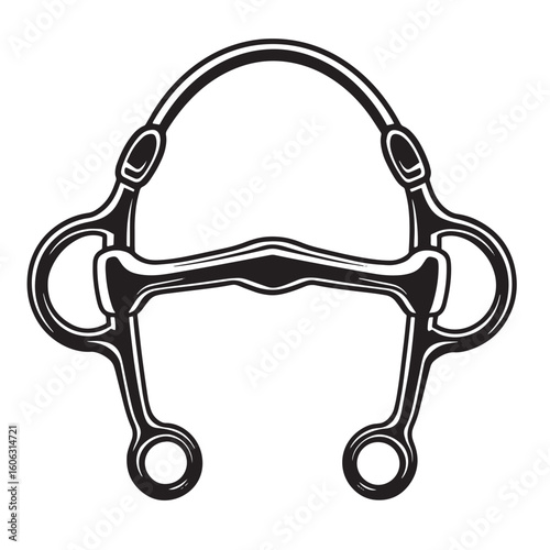 Horse bridle bit metal equestrian equipment black and white vintage Art