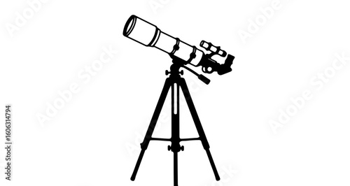 Telescope astronomy equipment vector illustration for stargazing and planetary observation science tool design