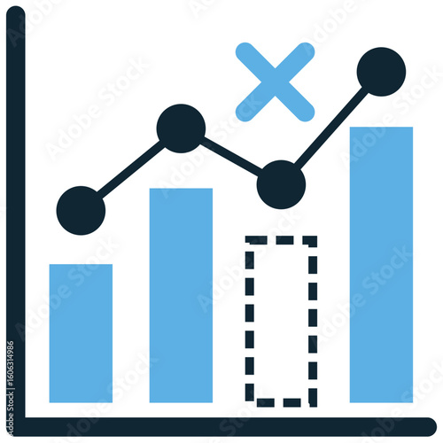 Incomplete data icon vector. Perfect for illustrating missing information, partial datasets, or gaps in records. represents challenges in data quality and the need for comprehensive collection.