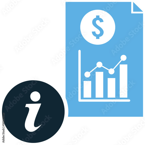 Financial information icon vector. Ideal for illustrating business finance, investment data, or economic reporting. This graphic represents monetary insights, accounting, and fiscal analysis.