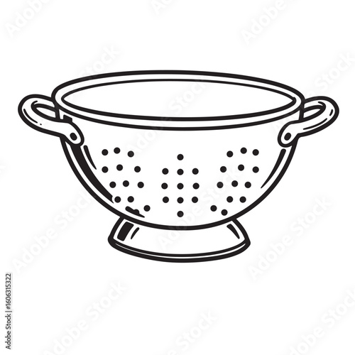 Vintage colander with handles and perforations kitchenware cooking