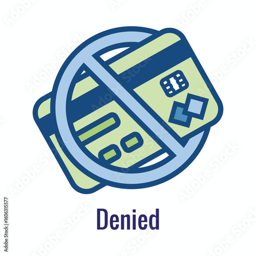 Denied for Credit Card Icon for High Debt Risk EMV Chip