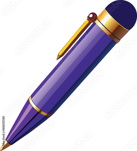 Elegant purple stylus pen with gold accents