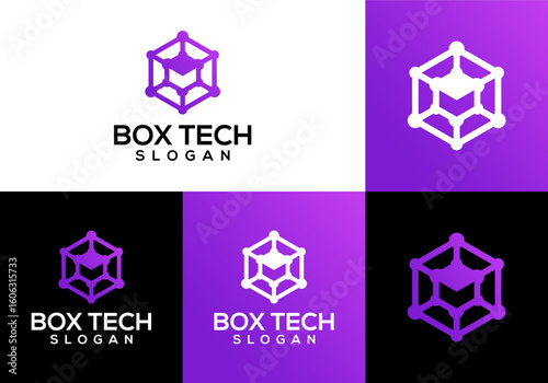 technology box logo icon vector